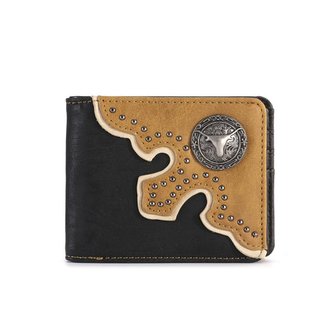 Montana West Color Block Concho Bifold Wallet - Montana West World