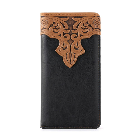 Montana West Embossed Vintage Floral Men's Bifold Long Wallet - Montana West World