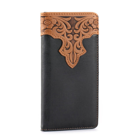 Montana West Embossed Vintage Floral Men's Bifold Long Wallet - Montana West World