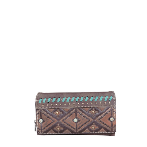 Montana West Aztec Embossed Studded Wallet - Montana West World