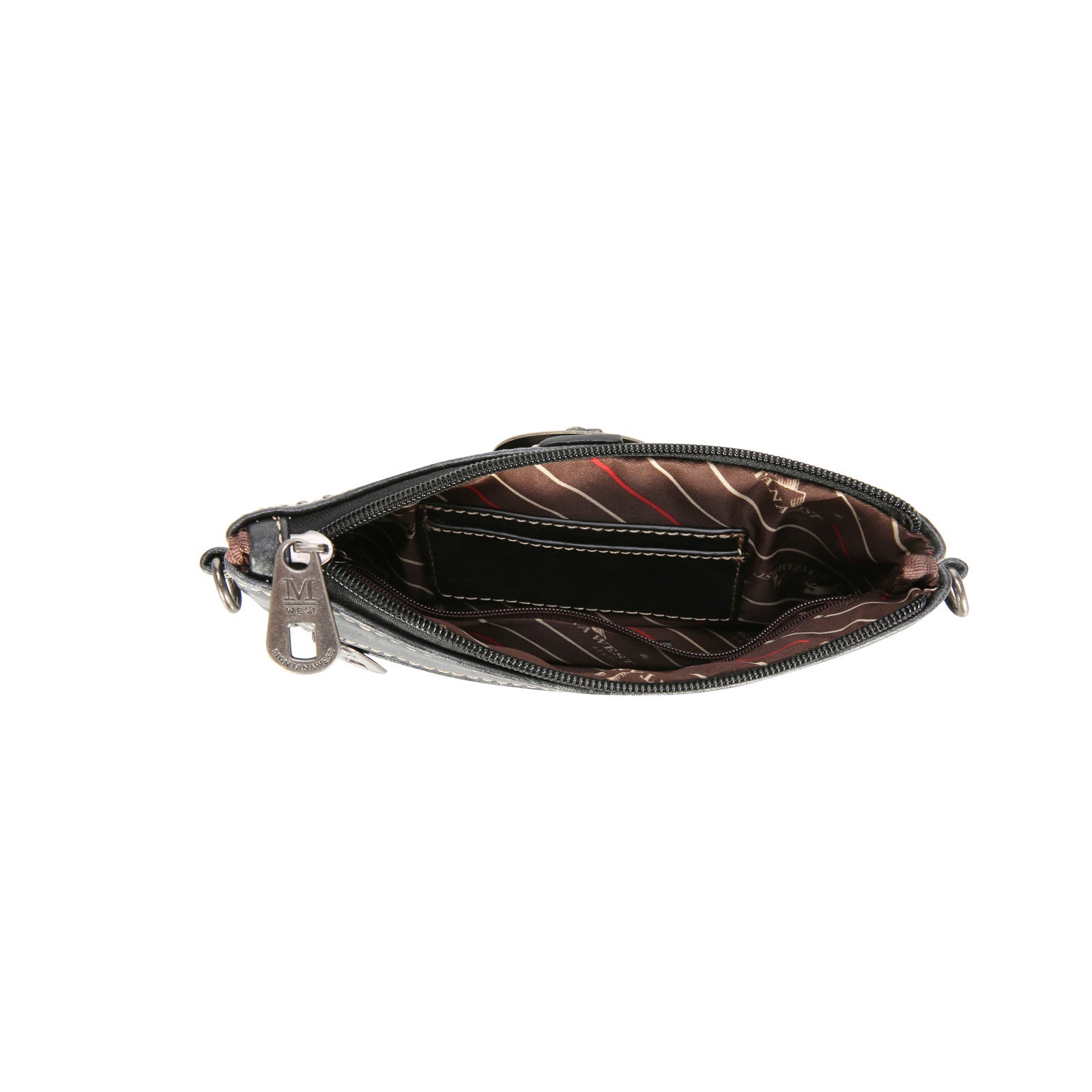 Montana West Antique Silver Floral Buckle Whipstitch Crossbody Clutch - Montana West World