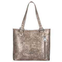 Montana West Antique Silver Floral Buckle Whipstitch Tote Bag - Montana West World