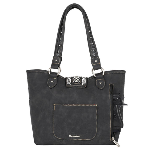 Montana West Embossed Crystal Buckle Concealed Tote - Montana West World