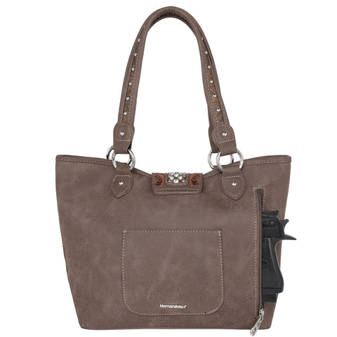 Montana West Embossed Crystal Buckle Concealed Tote - Montana West World