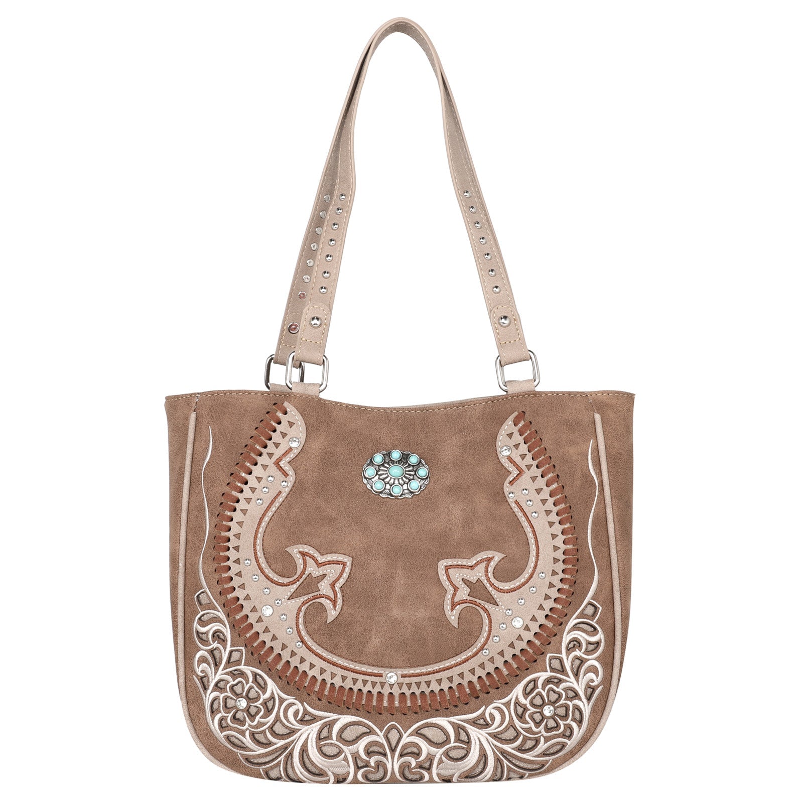 Montana West Cut-out Turquoise Stone Concho Tote Bag - Montana West World