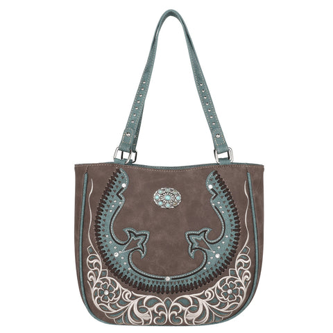 Montana West Cut-out Turquoise Stone Concho Tote Bag - Montana West World