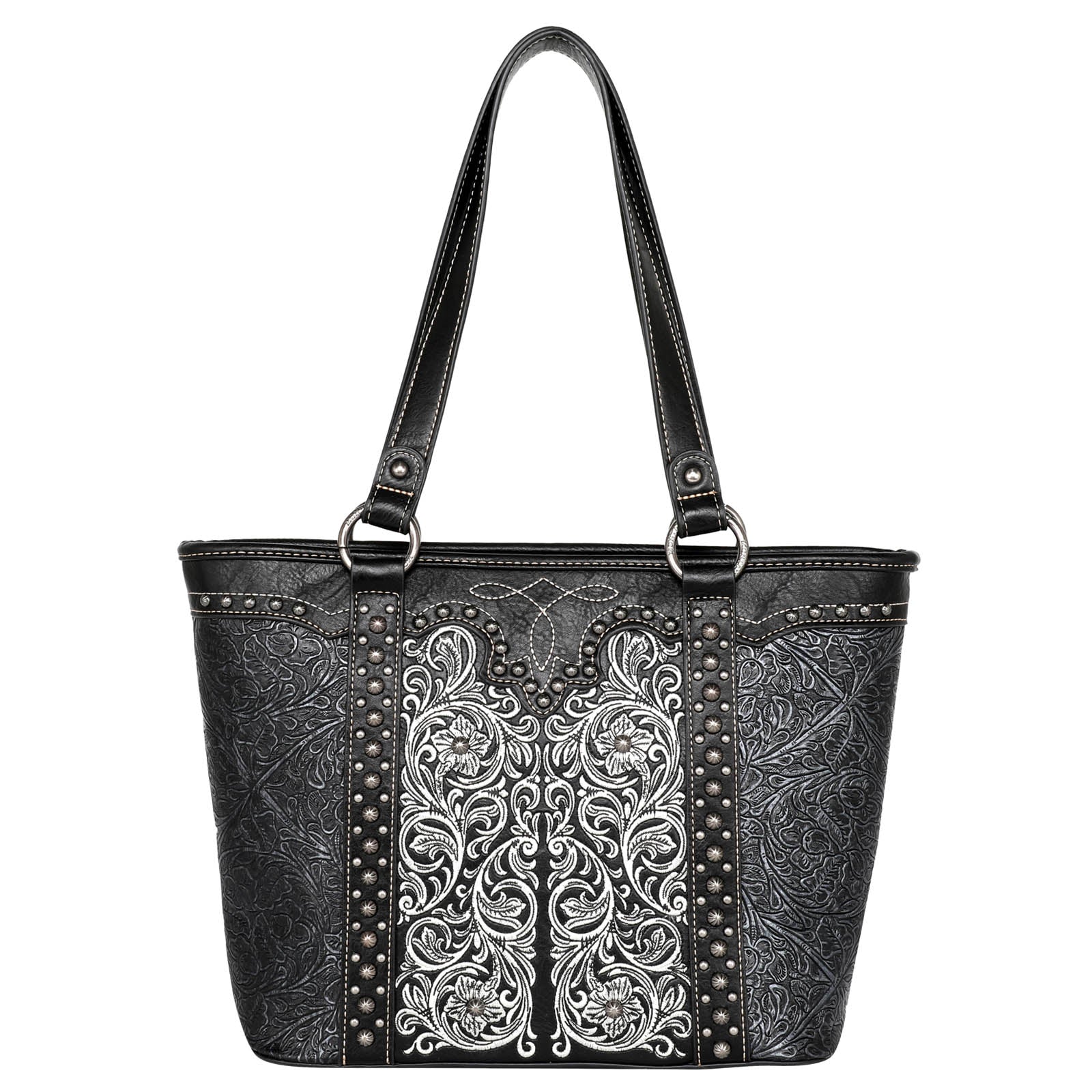 Montana West Floral Embroidered Embossed Studded Tote Bag – Montana ...