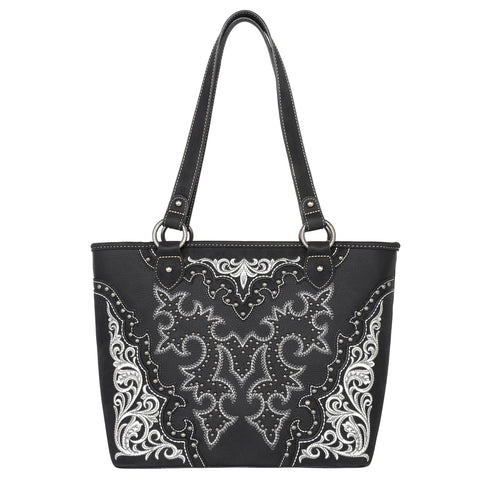 Montana West Boot Scroll Embroidered Carry Tote Bag - Montana West World