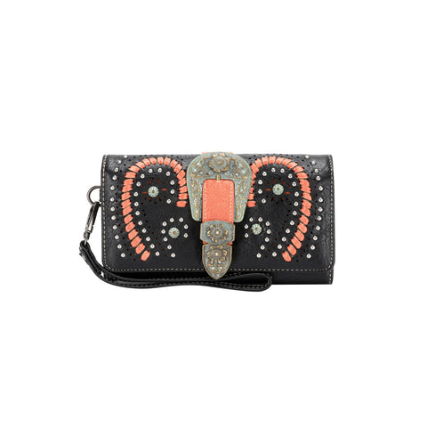 Montana West Buckle Whipstitch Studded Women Wallet - Montana West World