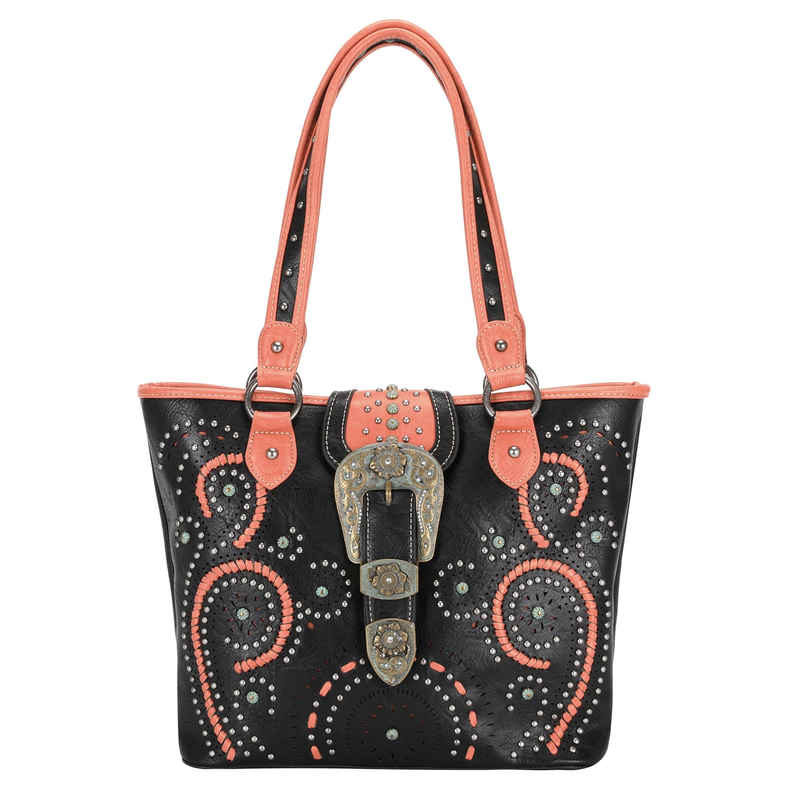 Montana West Buckle Whipstitch Studded Concealed Carry Tote