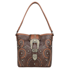 Montana West Buckle Whipstitch Studded Concealed Carry Hobo - Montana West World