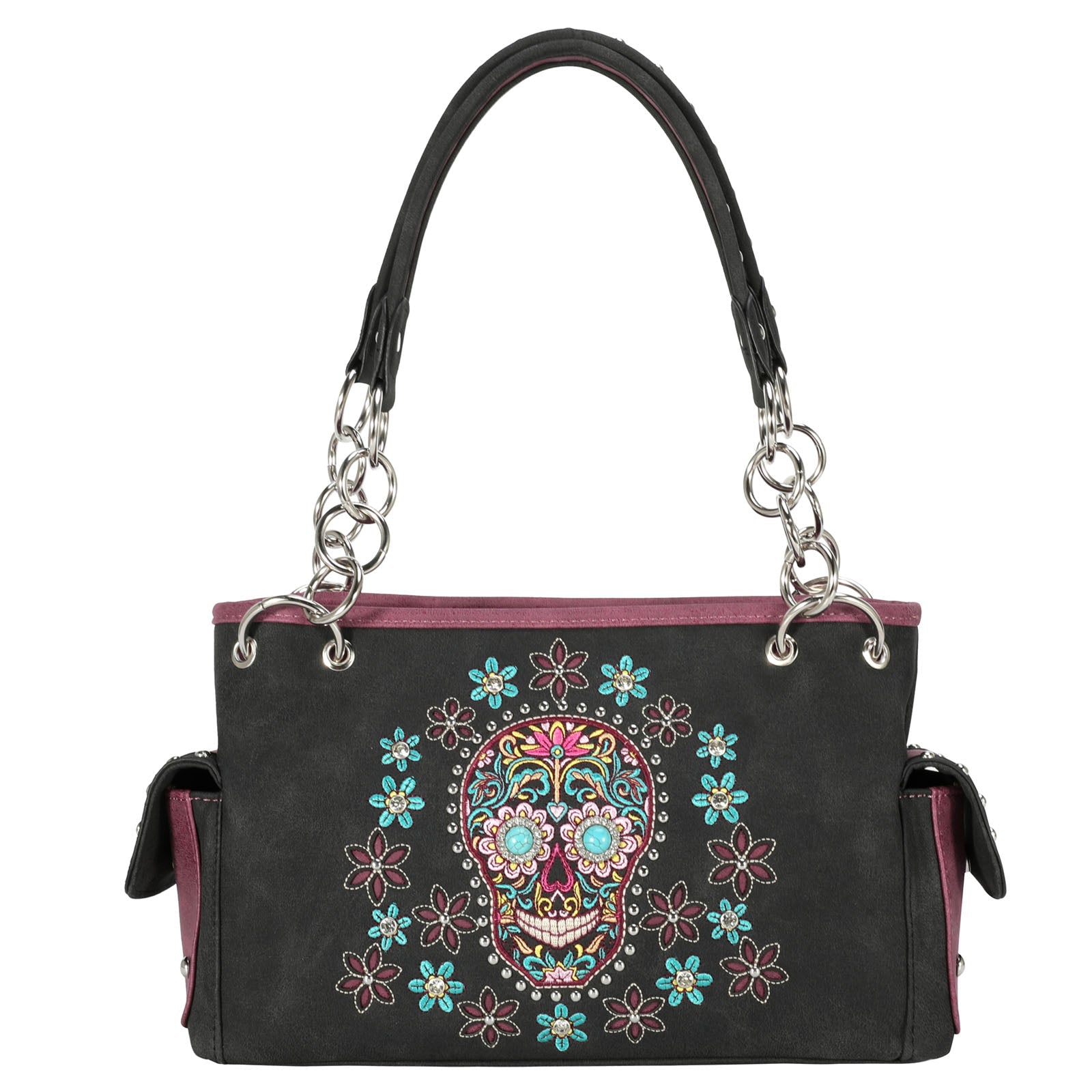 Montana West Embroidered Sugar Skull Concealed Carry Satchel - Montana West World