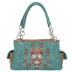 Montana West Embroidered Sugar Skull Concealed Carry Satchel - Montana West World