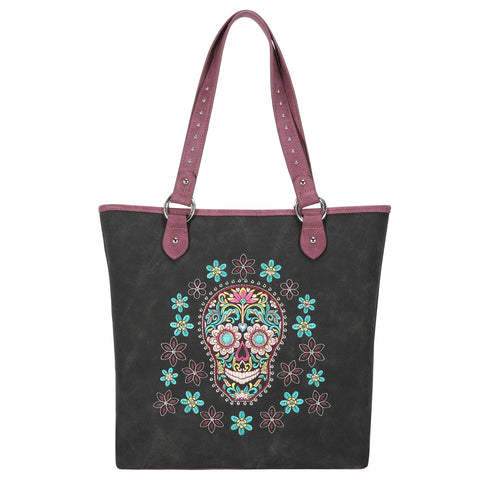 Montana West Embroidered Sugar Skull Concealed Carry Tote - Montana West World