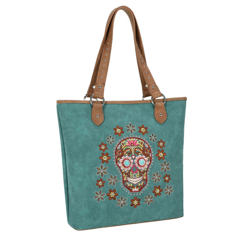 Montana West Embroidered Sugar Skull Concealed Carry Tote - Montana West World