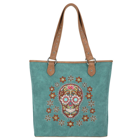 Montana West Embroidered Sugar Skull Concealed Carry Tote - Montana West World