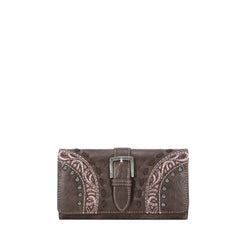 Montana West Embroidered Cut-out Boot Scroll Buckle Wallet - Montana West World