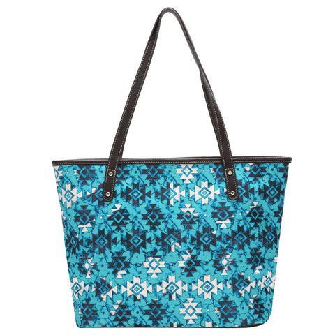 Montana West Turquoise Aztec Print Canvas Tote Bag - Montana West World