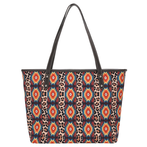 Montana West Aztec Leopard Print Canvas Tote Bag - Montana West World