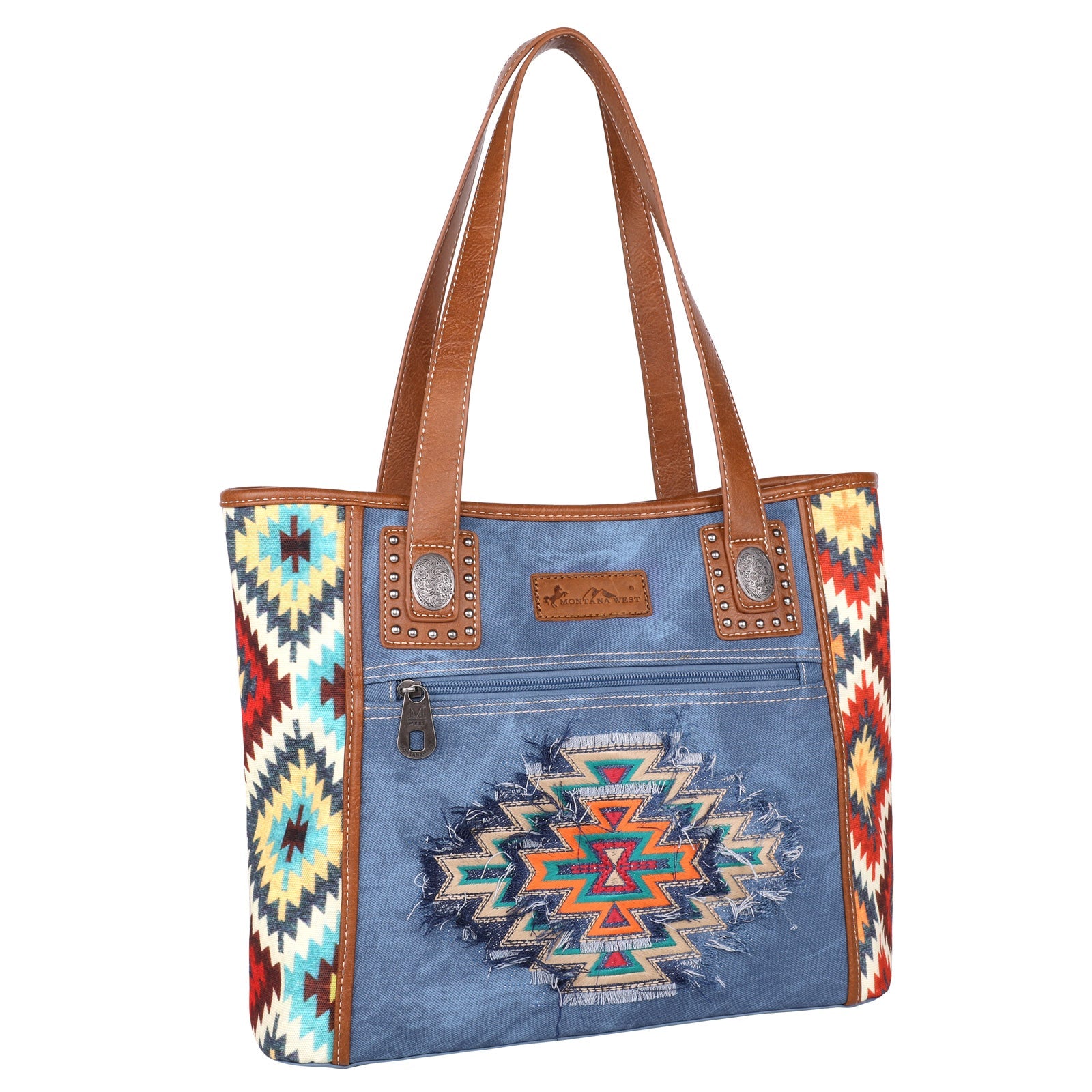 Montana West Aztec Denim Concealed Carry Tote - Montana West World
