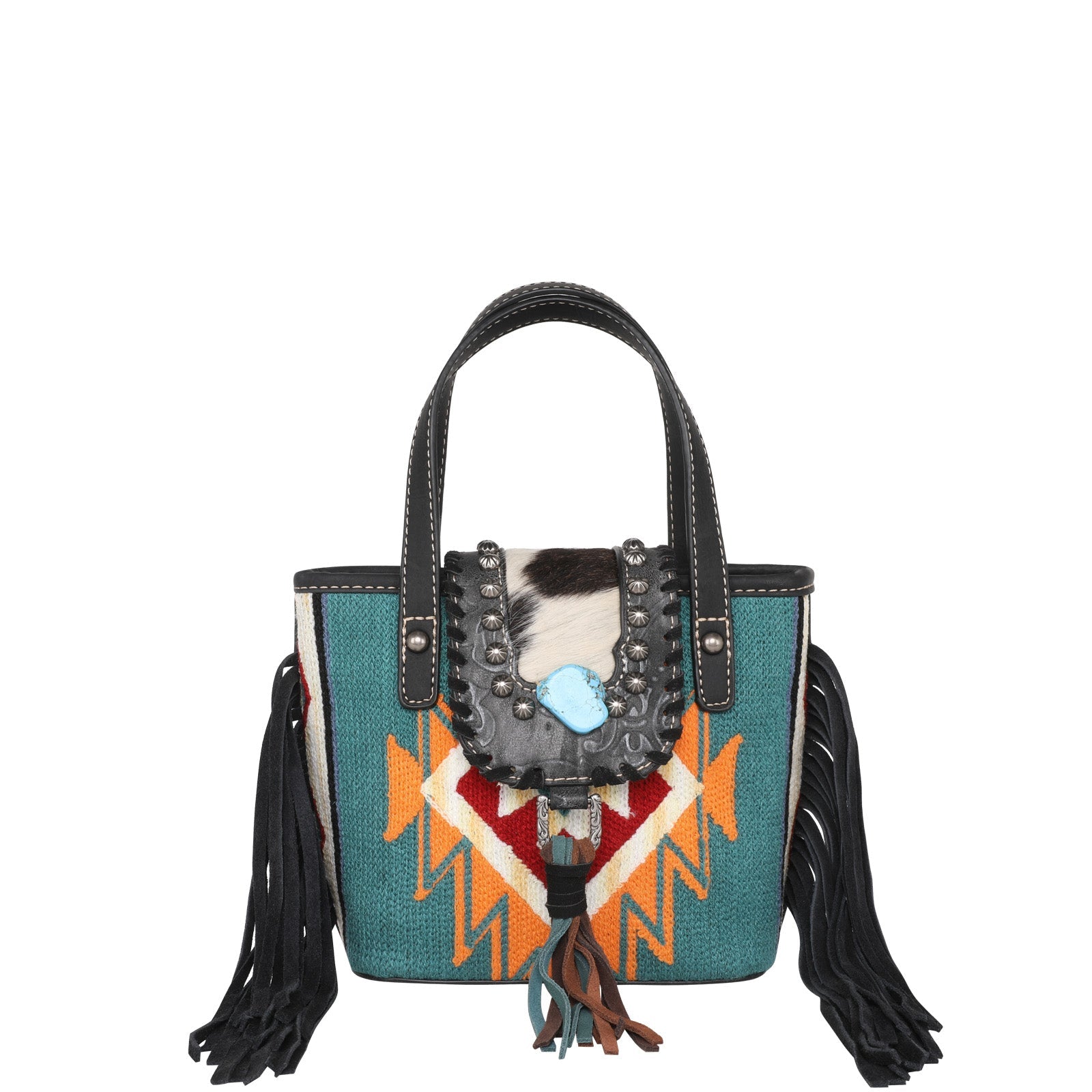 Montana West Hair-On Cowhide Aztec Tapestry Crossbody Mini Tote - Montana West World