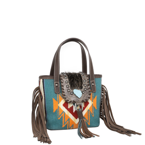 Montana West Hair-On Cowhide Aztec Tapestry Crossbody Mini Tote - Montana West World