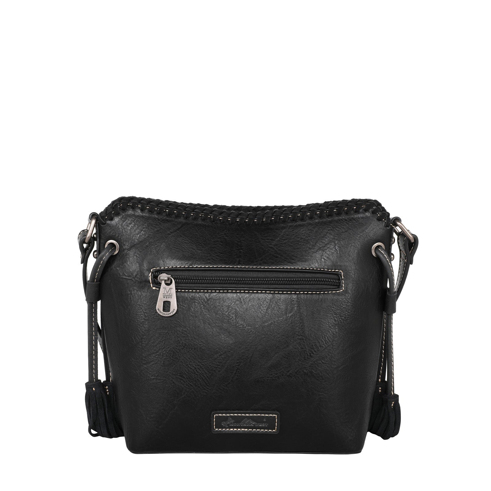 Montana West Black Vintage Floral Tooled Crossbody Saddle Bag - Montana West World