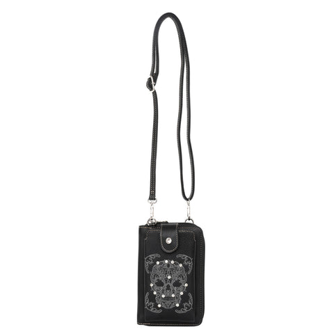 Montana West Embroidered Sugar Skull Crossbody Phone Bag - Montana West World