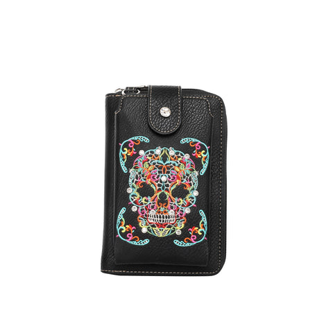 Montana West Embroidered Sugar Skull Crossbody Phone Bag - Montana West World