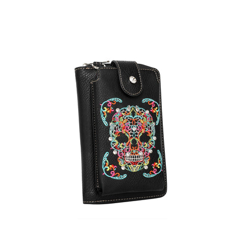 Montana West Embroidered Sugar Skull Crossbody Phone Bag - Montana West World