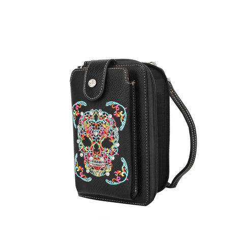 Montana West Embroidered Sugar Skull Crossbody Phone Bag - Montana West World