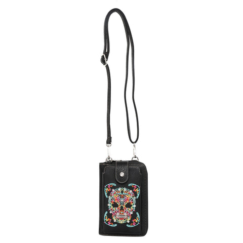 Montana West Embroidered Sugar Skull Crossbody Phone Bag - Montana West World