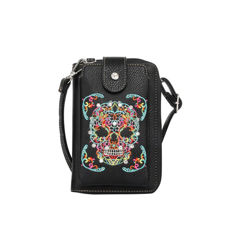 Montana West Embroidered Sugar Skull Crossbody Phone Bag - Montana West World