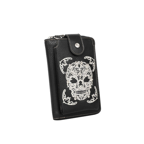 Montana West Embroidered Sugar Skull Crossbody Phone Bag - Montana West World