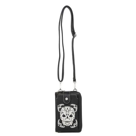 Montana West Embroidered Sugar Skull Crossbody Phone Bag - Montana West World