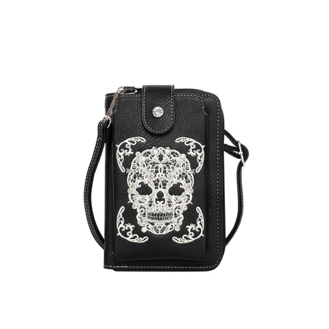 Montana West Embroidered Sugar Skull Crossbody Phone Bag - Montana West World