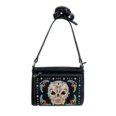 Montana West Embroidered Sugar Skull Organizer Crossbody - Montana West World