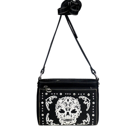 Montana West Embroidered Sugar Skull Organizer Crossbody - Montana West World