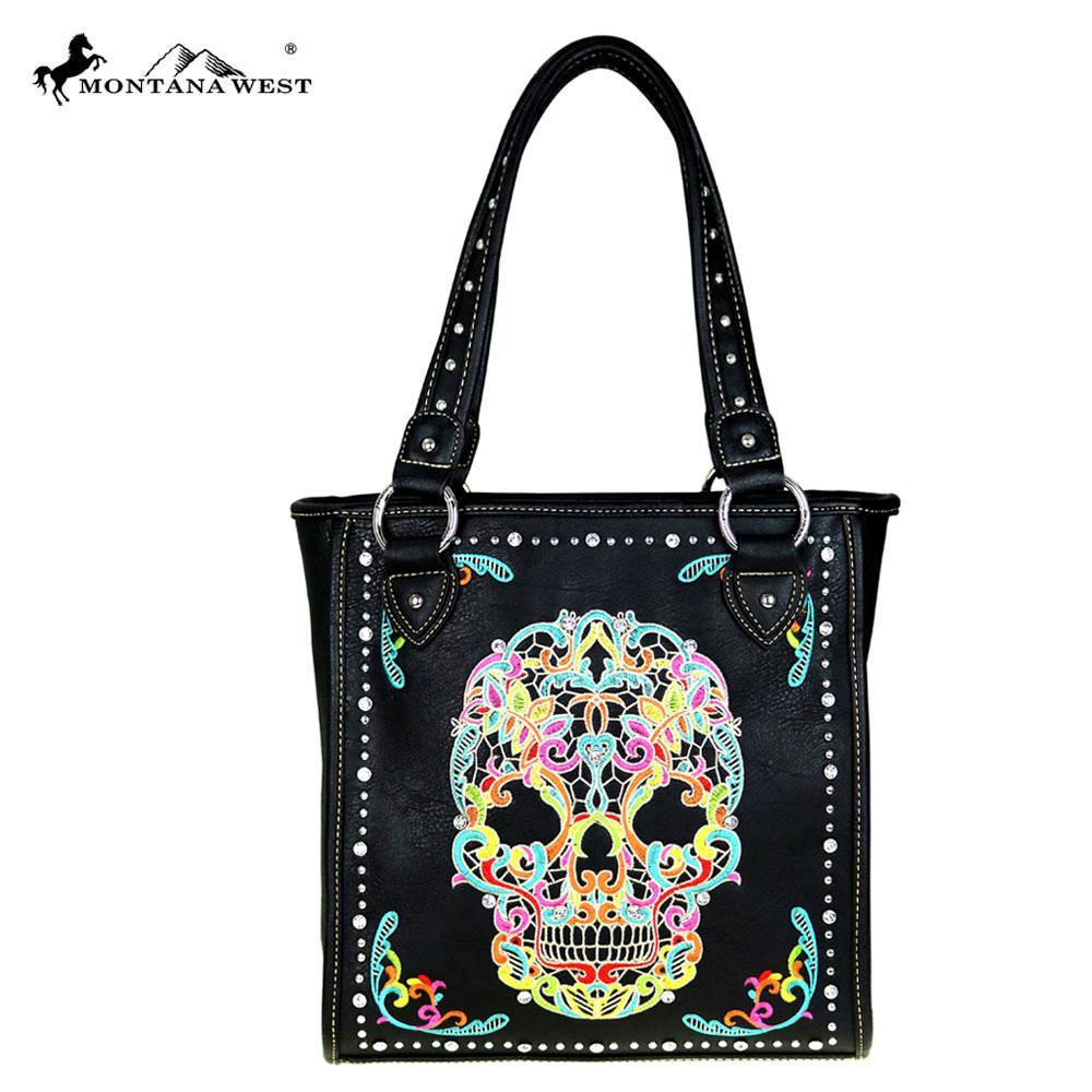 Montana West Embroidered Sugar Skull Concealed Carry Tote - Montana West World