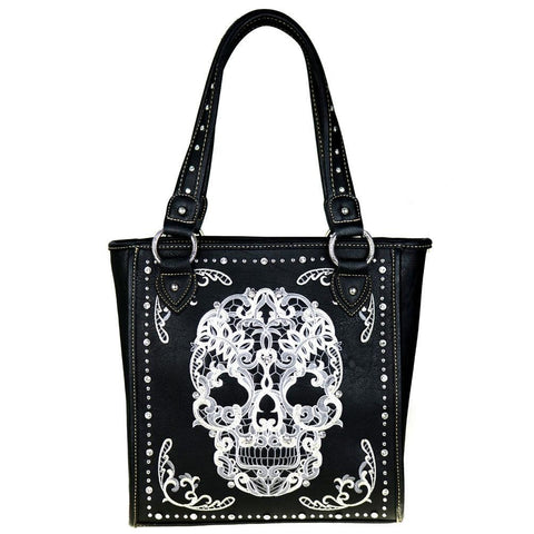 Montana West Embroidered Sugar Skull Concealed Carry Tote - Montana West World