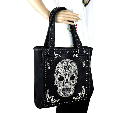 Montana West Embroidered Sugar Skull Concealed Carry Tote - Montana West World