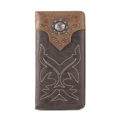 Montana West Embroidered Boot Scroll Bifold Long Wallet - Montana West World
