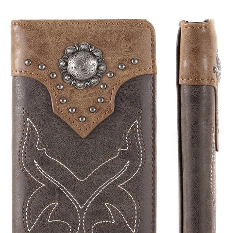 Montana West Embroidered Boot Scroll Bifold Long Wallet - Montana West World