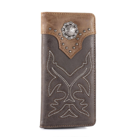 Montana West Embroidered Boot Scroll Bifold Long Wallet - Montana West World