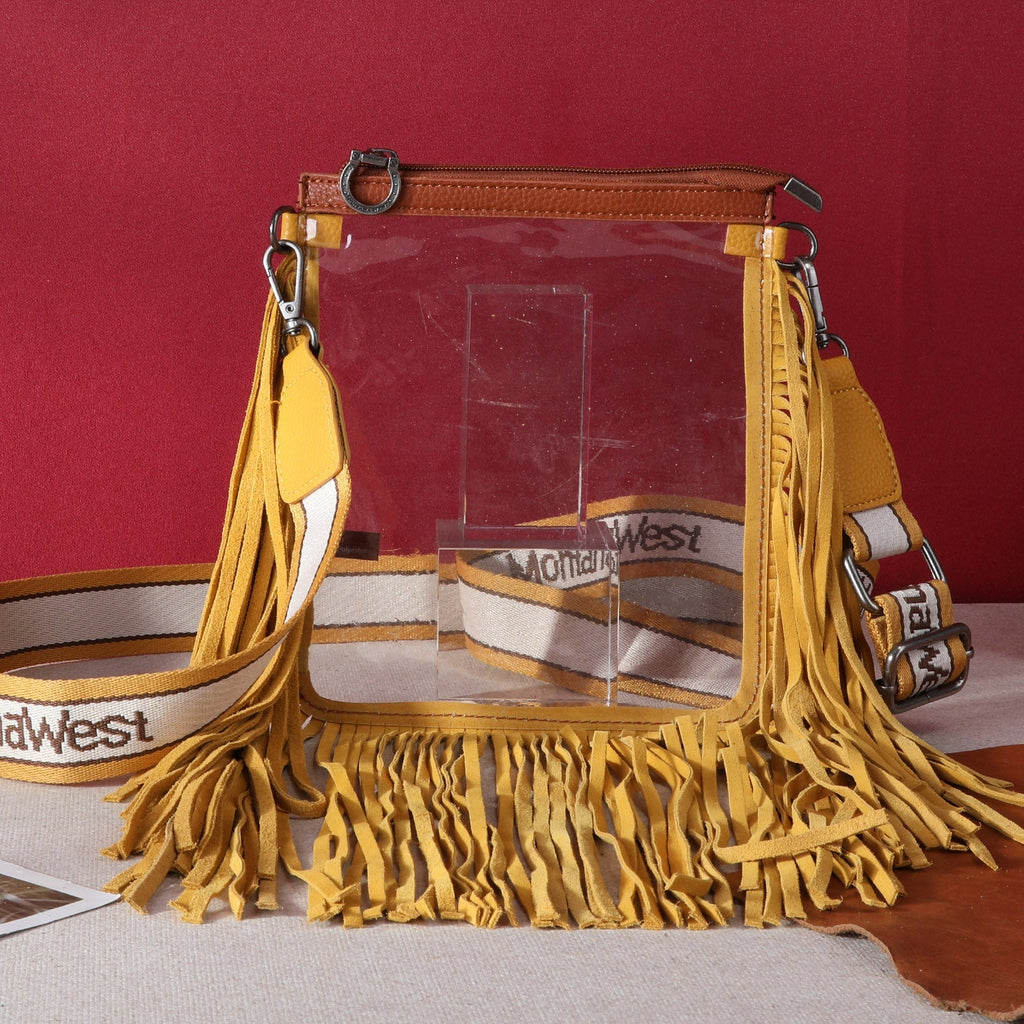 western fringe design bag ウエストバッグ Montana West Western Fringe Clear Stadium Crossbody Bag
