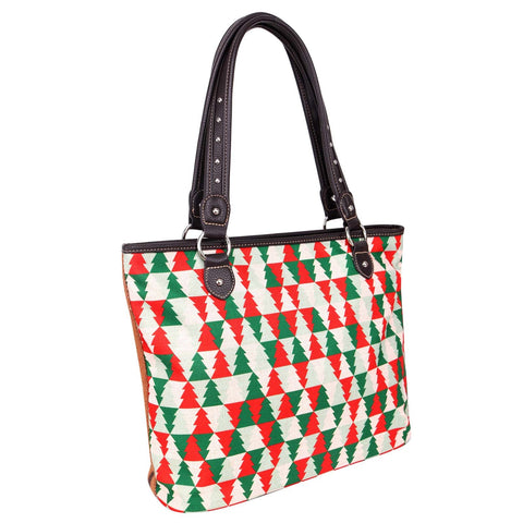 Montana West Christmas Tree Print Canvas Tote Bag - Montana West World