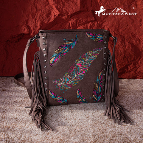 Montana West Embroidered Feather Concealed Carry Crossbody - Montana West World