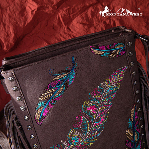 Montana West Embroidered Feather Concealed Carry Crossbody - Montana West World