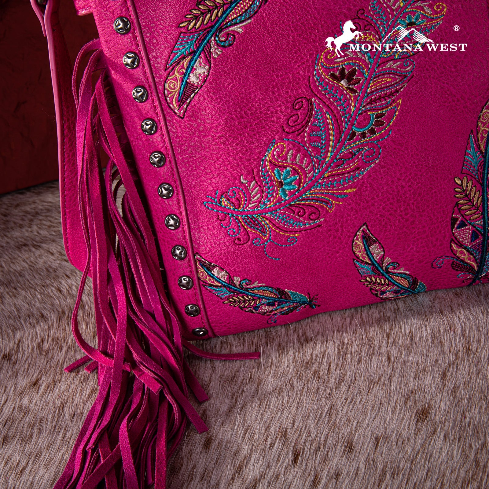 Montana West Embroidered Feather Concealed Carry Crossbody - Montana West World