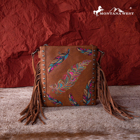 Montana West Embroidered Feather Concealed Carry Crossbody - Montana West World